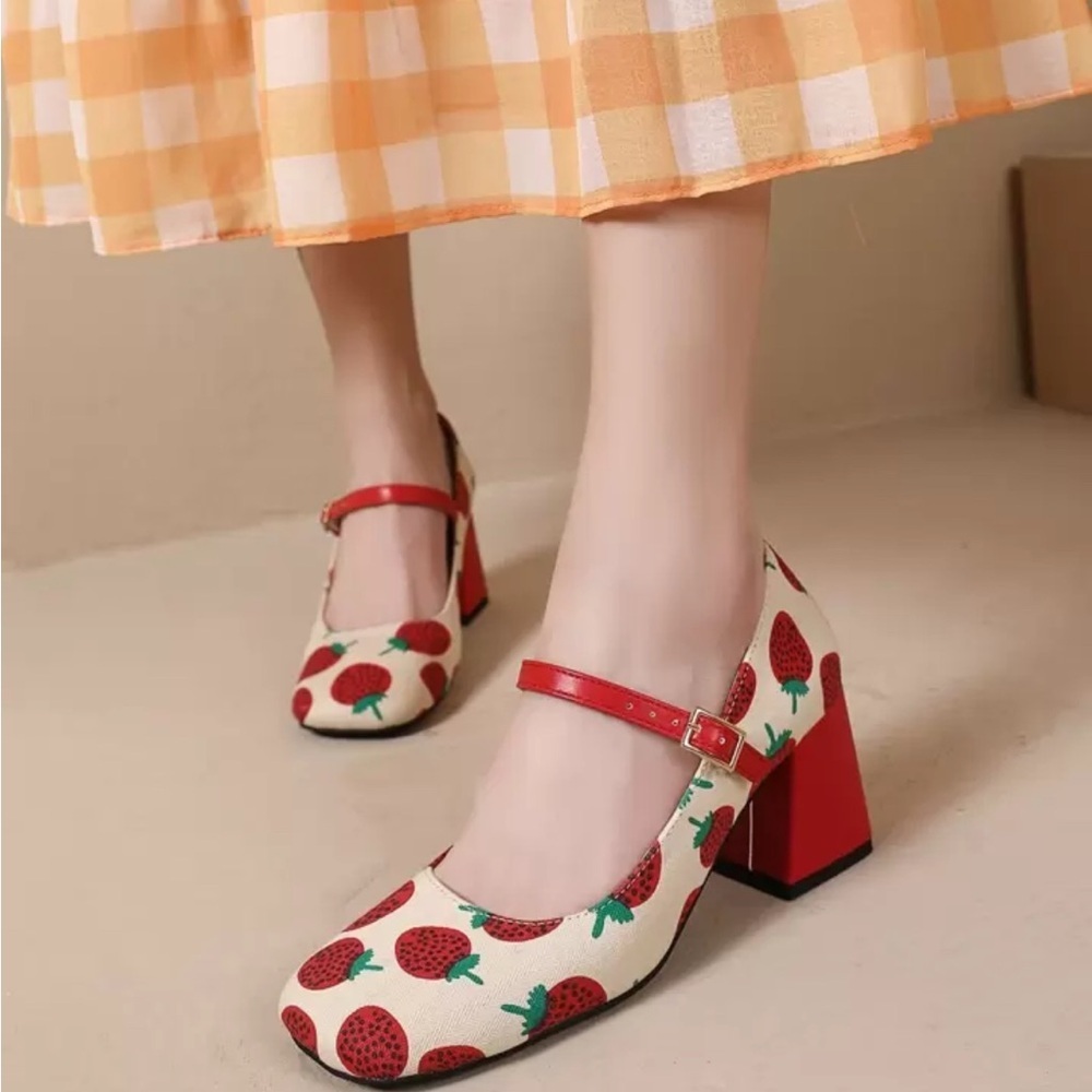 Women 4 Inches High Platform Mary Jane Shoes Chunky Block Heels Square Toe Shoes - Picture 4 of 10
